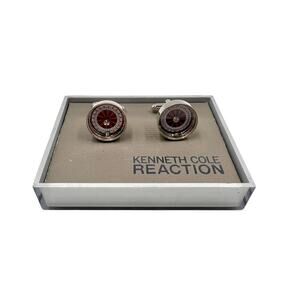 Kenneth Cole Reaction Mens Novelty Silver Roulette Wheel Cuff Links